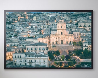 Sicily Landscape Photo, Cityscape Wall Art, Photography Italy Poster, Modica Landscape Image, Modica Wall Art, City View Art Square, Sicily