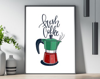 Poster Caffettiera Moka Italiana: Stampa d’Arte da Cucina