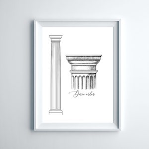 Architekturaufträge Poster, altgriechische dorische Säulendrucke Wohnkultur, ästhetische Wandkunst, dorische druckbare Architektur DOWNLOAD