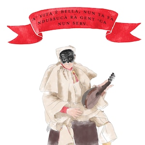 Neapel Possenreißer Poster, Italien Glück Geschenk, Italienisch Wohnkultur, Italienische Illustration, Traditionelle Italien Wandkunst