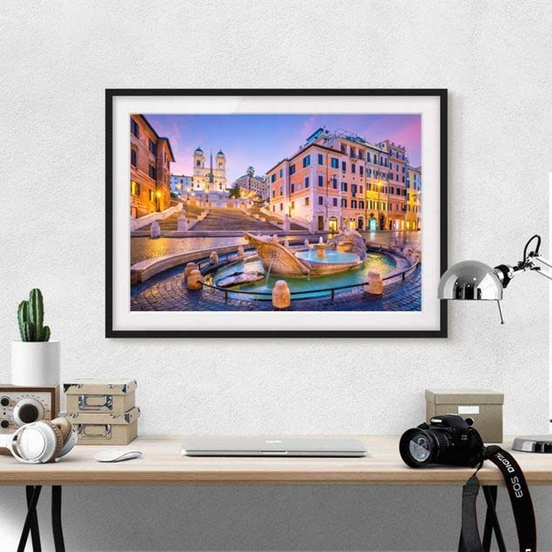 Wall Prints Rome Roman Landmark Print, Photo Poster, Spanish Square Rome, Travel ...
