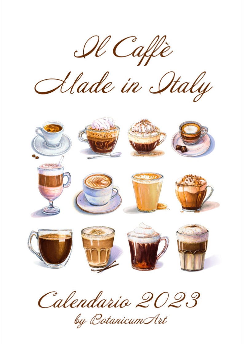 2023 Coffee Calendar Italian Language Coffee Art Calendar Etsy UK