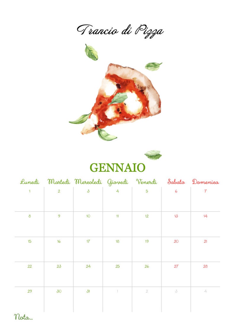 2024 Italian Pizza Calendar Pizza Art Calendar Pizza Lover Etsy