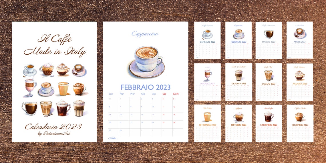2023 Coffee Calendar Illustrated 2023 Coffee Wall Calendar Etsy