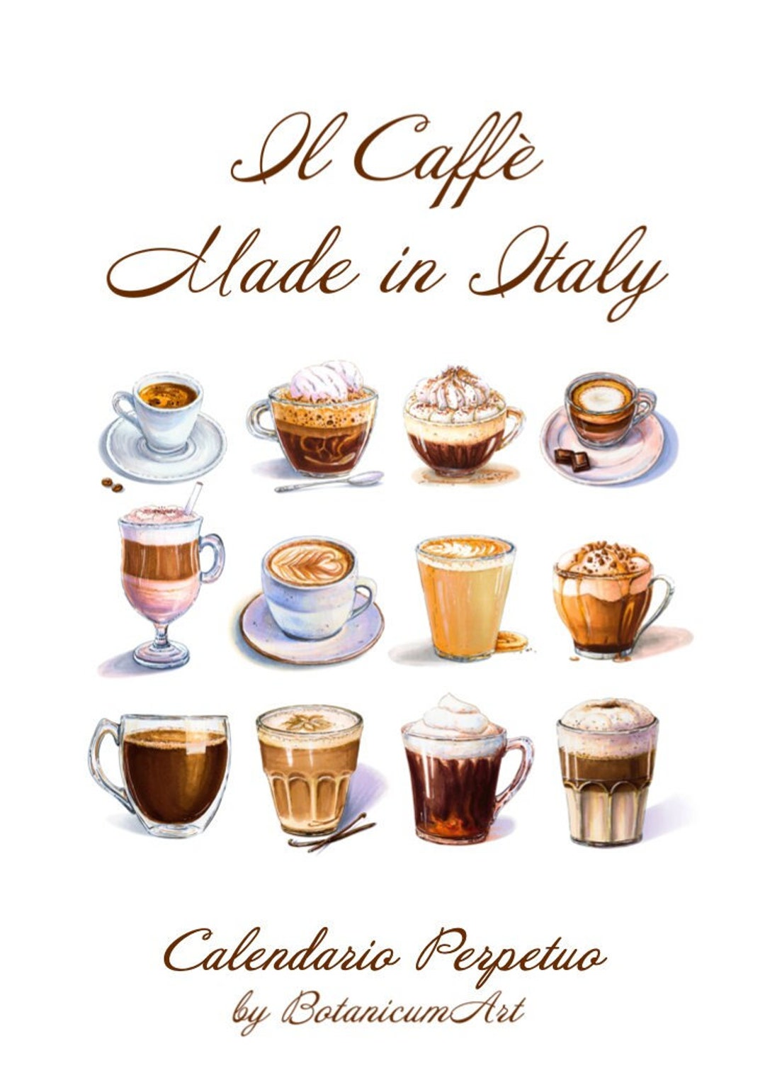 Ewiger Kalender, Kaffee-Geburtstagskalender, Kaffee-Kunstkalender