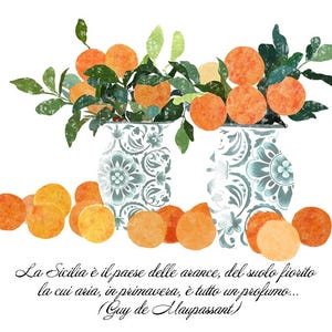 Sicily Wall Art Print - Italy Painting Illustration, Traditional Sicilian Home Decor, Sicily Art Gift, Italy Print Poster
