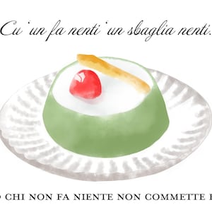 Poster Acquerello Sicilia, Oggettistica Italiana per la casa, Cassata Stampa estetica, Sicilia Art illustrazione, Italia Arte tradizionale