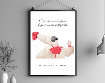 Pulcinella Poster Print Italy – Good Luck Traditional Wall Art, Italian Home Decor, Neapolitan Illustration