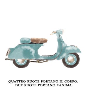ITALIA Poster Lambretta, scooter regalo, illustrazione italiana per la casa, arte tradizionale Milano, stampa elegante Italia