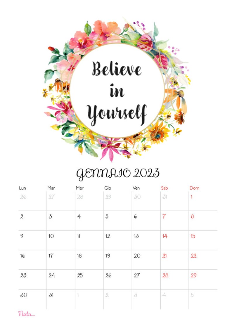 Positive Phrases Calendar 2023 Printable 2023 Calendar 12 - Etsy Australia
