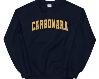 Bluza CARBONARA | Bluza z okrągłym dekoltem Food, Bluza z makaronem, Kocham węglowodany, Bluza z okrągłym dekoltem Collegiate