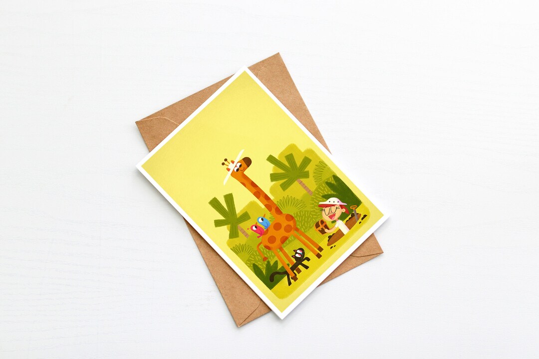 Safari Animal Card Zoo Animal Card Gifts for Kids All Etsy