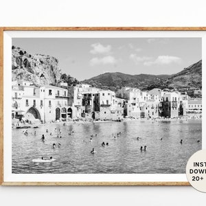 SIZILIEN, ITALIEN, Taormina, Sofort Poster, Printables, Sofort Download, Italienische Reisefotografie, Schwarz Weiss, Italienisch, Geschenkidee