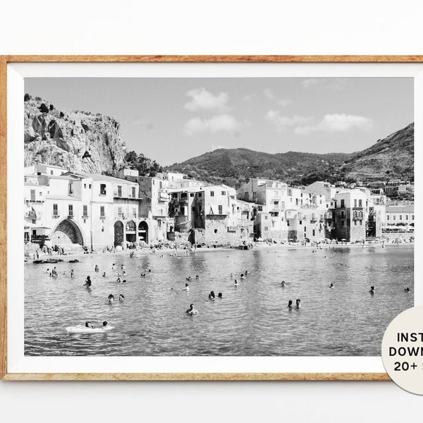 SICILY, ITALY, Taormina, Instant Print, Printables, Instant Download, Italian Travel Photography, Black White, Italian, Home Decor Gift Idea