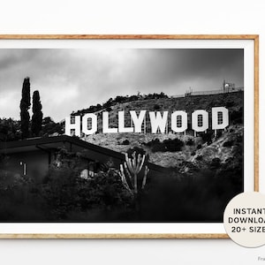HOLLYWOOD HILL, Los Angeles, California, LA, Hollywood, Black White Photography, Instant Download, Downloadable, Instant Print, Printable