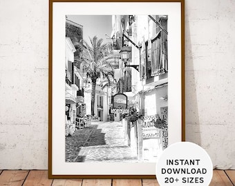 IBIZA, SPAIN, Ibiza town, Ibiza print, Ibiza download, Ibiza instant, printable, Instant download, Black White Photo, Spain photo, Gift Idea