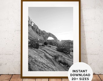 CORONA ARCH, UTAH, Moab, Instant print, Corona Arch trail, United States, Printable, Instant Download, Travel Black White Photography, Decor