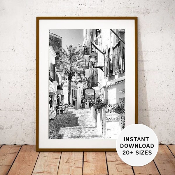 IBIZA, SPAIN, Ibiza town, Ibiza print, Ibiza download, Ibiza instant, printable, Instant download, Black White Photo, Spain photo, Gift Idea