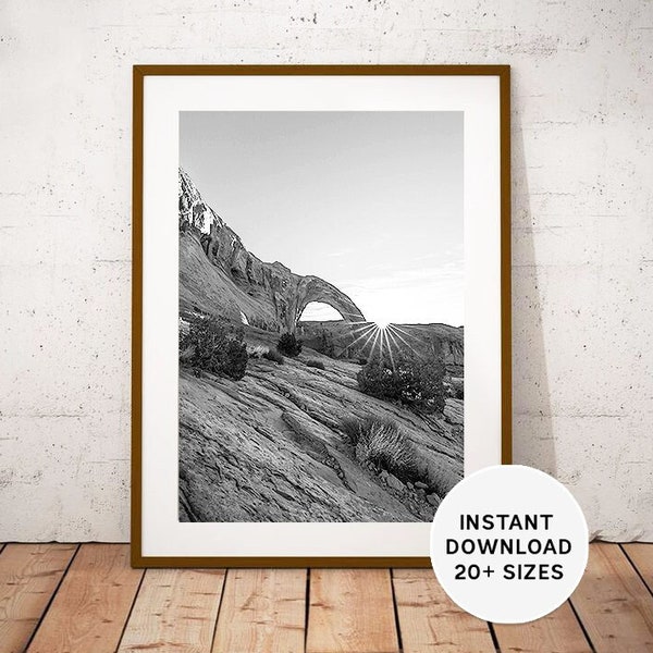 CORONA ARCH, UTAH, Moab, Instant print, Corona Arch trail, United States, Printable, Instant Download, Travel Black White Photography, Decor