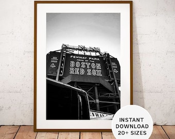 FENWAY PARK, BOSTON, Massachusetts, Stadt Boston, Red Sox, Baseball-Stadion, Instant Download, Printable, Fotografie, schwarz weiß Foto