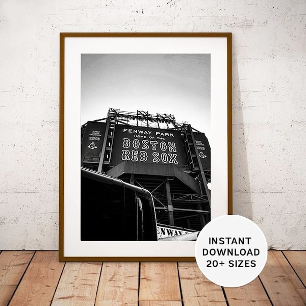 FENWAY PARK, BOSTON, Massachusetts, City of Boston, Red Sox, baseball stadium, Instant Download, Printable, Photography, Black White Photo