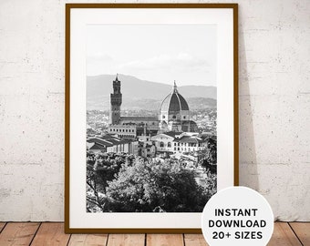 FLORENCE, ITALY, Portrait, Duomo, Instant Print, Printables, Instant Download, Italian Travel Photography, Black White, Italian, Home Decor