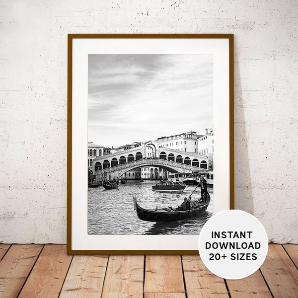 Venice Black and White Poster Etsy