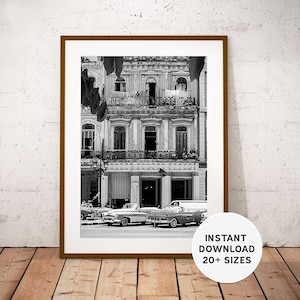 HAVANA, CUBA, Cuban Cars, Habana, Black White, Photography, instant download, print, art, printables, instant photo, instant art, Home Decor