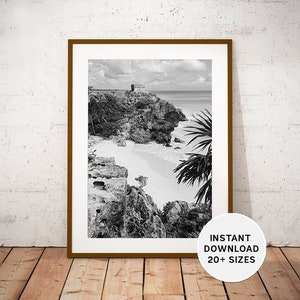 TULUM, MEXICO, Quintana Roo, Yucatan Peninsula,  Printable, Ruins, Instant Download, Castillo, Travel Photography, Travel Gift, Home Decor
