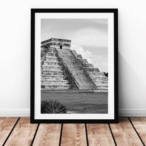 CHICHEN ITZA Mexico, Printables, Instant Download, Travel Photography, Black, White, Seven Wonders of the World, Tinum Yucatan Mayan Art image 3