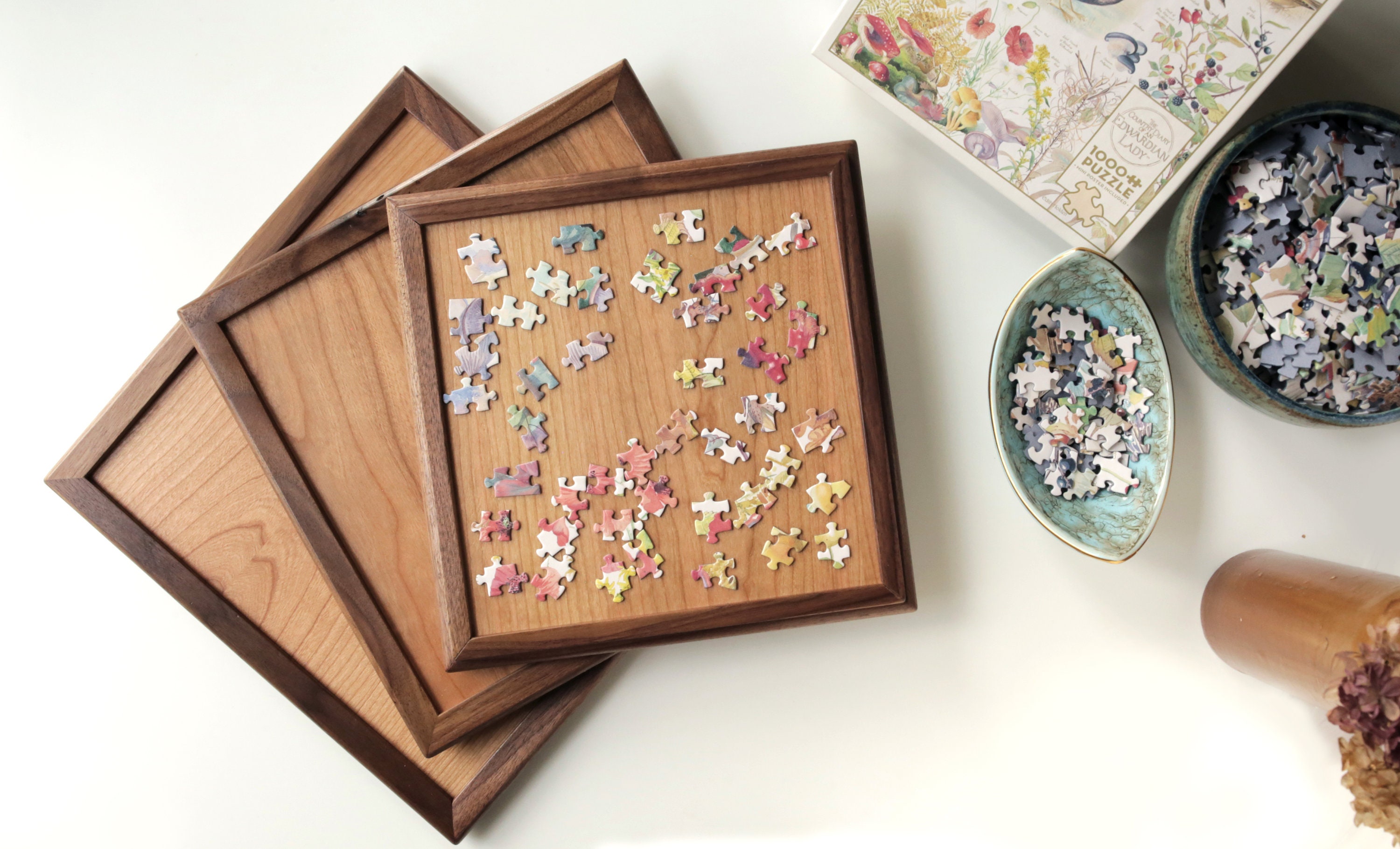 Hardwood Nesting Jigsaw Puzzle Sorter Trays 