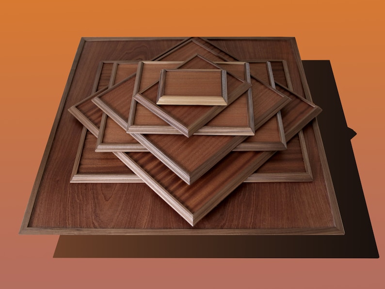 Full List of Puzzleboard Sizes and Wood Types / No Spinner Option Sapele w/Walnut Trim