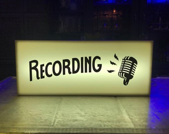 Recording Vintage Style Illuminated  Sign Light Box Vintage Colour | USB LED Powered | Retro For Wall Art | Home Studio | Light Box