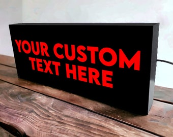 Personalised CUSTOM Light Up Illuminated  Sign Light Box | USB LED Powered | Retro For Wall Art | Home/Studio Table | Light Box