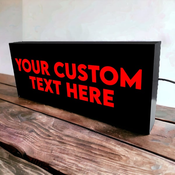 Personalised CUSTOM Light Up Illuminated  Sign Light Box | USB LED Powered | Retro For Wall Art | Home/Studio Table | Light Box