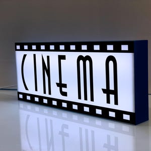 Cinema Light Up Illuminated Sign Light Box White | Cinema Room | Theatre | Films | Art Deco | USB LED Powered | Retro Wall Art | Studio