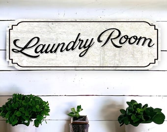 22" Laundry Room Wooden Sign Plaque Large | Gift New home | Vintage Rustic Style