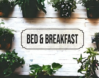 22" Bed & Breakfast Wooden Sign Plaque Large | Gift New home | Vintage Rustic Style