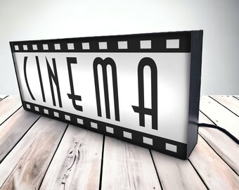 Cinema Light Up Illuminated  Sign Light Box White | USB LED Powered | Retro For Wall Art | Home/Studio Table | Light Box