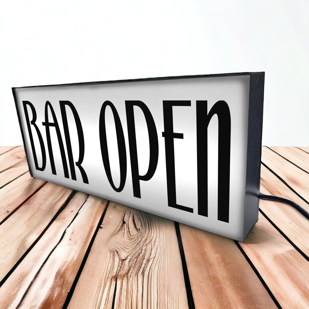 Bar Open Light up Illuminated Sign Light Box White USB LED Powered