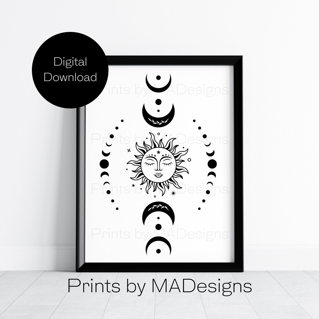 Sun and Moon Wall Art Sun and Moon Decor Sun and Moon Moon Etsy