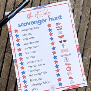 Chasse au trésor de quartier du 4 juillet, imprimable du 4 juillet, activité pour les enfants du 4 juillet, activité de la fête de l&#39;indépendance pour les enfants, impression pour enfants