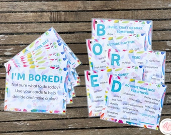 Kid's I'm Bored Cards, Kids Activity Ideas, Quiet Time Activities, Screen Free, Printable Activity Cards, Kids Digital Download, Quarantine