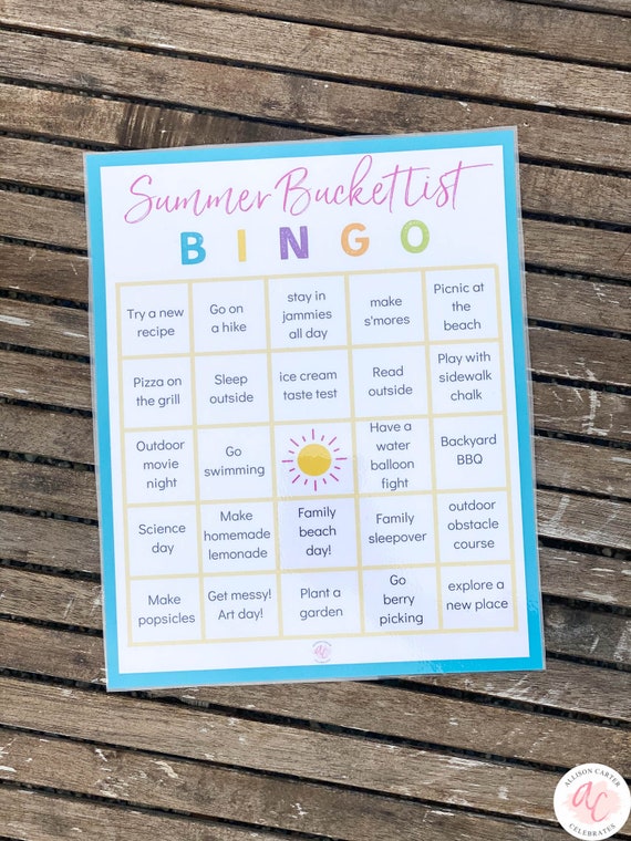 Printable Summer Bucket List Bingo Board Digital or