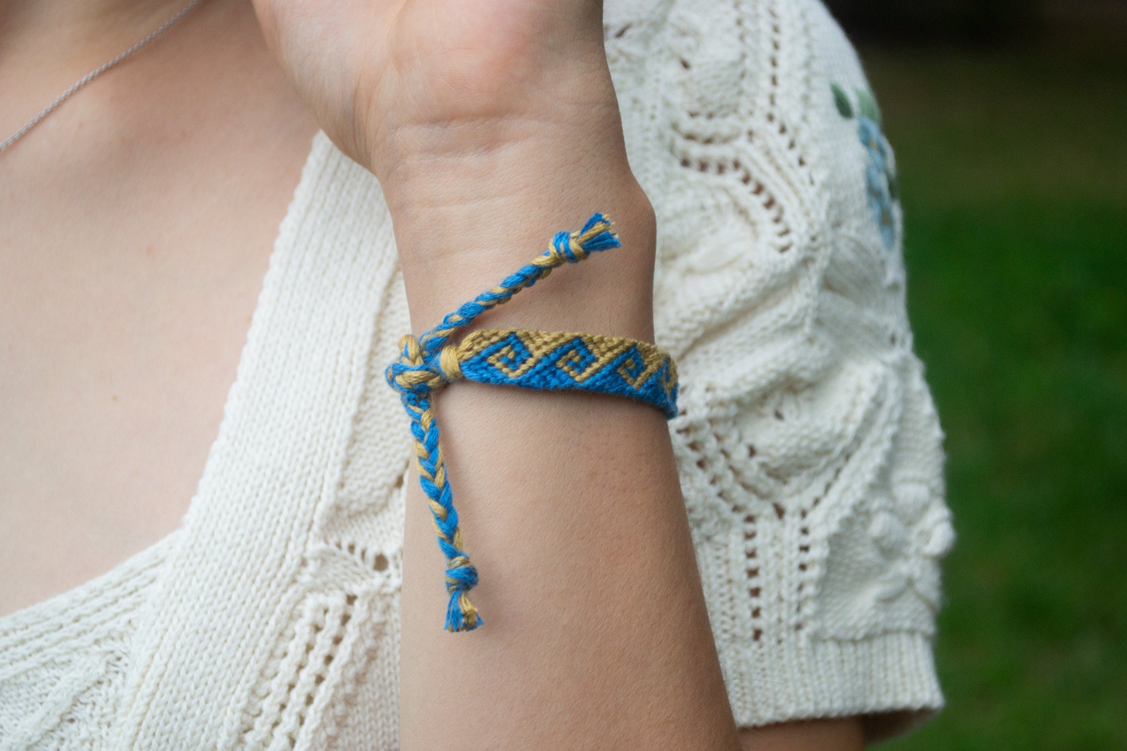 Greek Wave Pattern Bracelet Brazilian Hand Knotted in 2 Colors Etsy