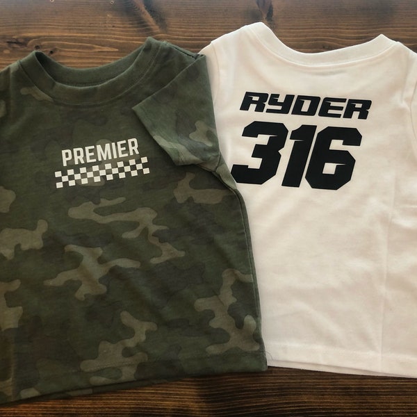 Custom Infant & Toddler Motocross Racing Inspired T-Shirt | Choose Name and Number | Free Shipping | Gift Set Includes Sticker Pack