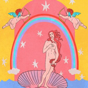 Pop Color Birth of Venus Print / Original Digital Art Print For Sale