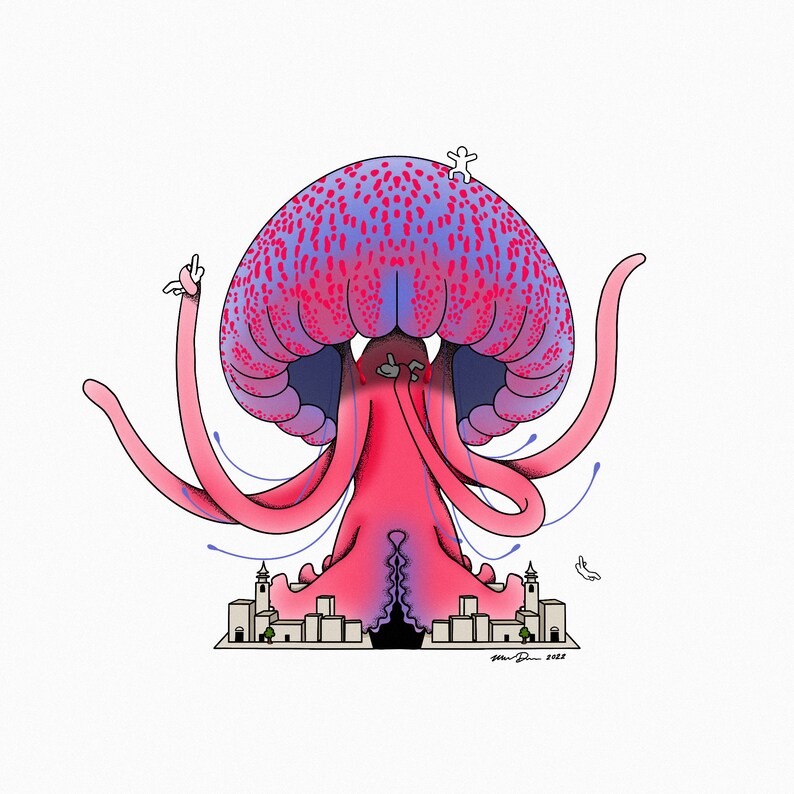 Kaiju Jellyfish Print / Original Digital Art Print for Sale - Etsy