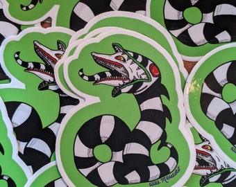 ORIGINAL ART STICKER Beetlejuice Sandworm weather resistant vinyl retro cartoons 80s 90s