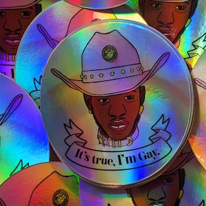 ORIGINAL ART STICKER Lil Nas X vinyle holographique C’est vrai je suis gay fan art lgbtq